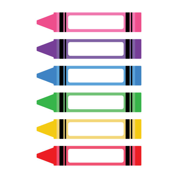 vektorsatz von buntstiftbeschriftungen auf weißem hintergrund - primary colours stock-grafiken, -clipart, -cartoons und -symbole
