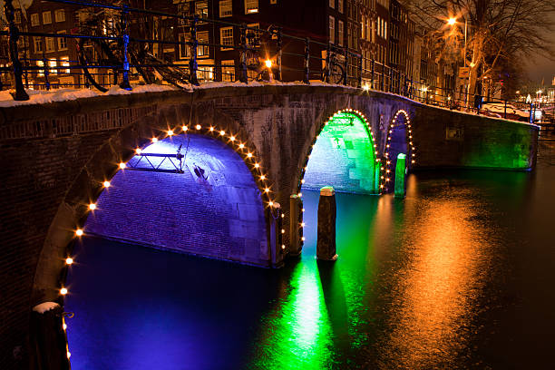 Amsterdam by night stock photo
