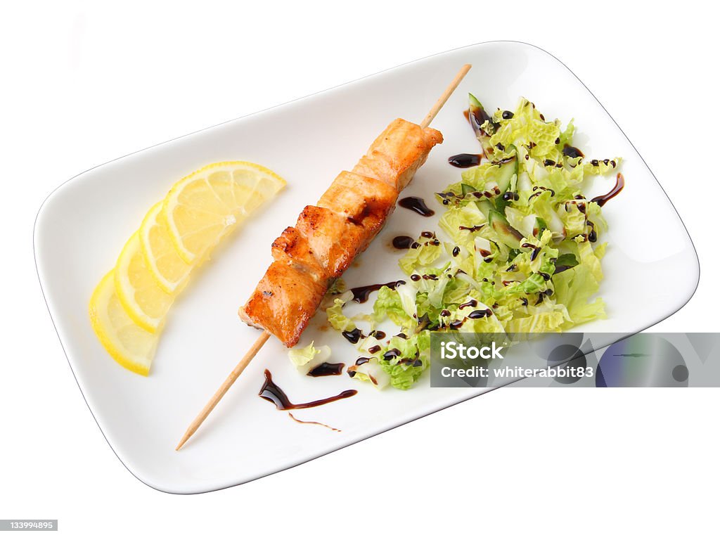 Salmone shashlik - Foto stock royalty-free di Alla griglia