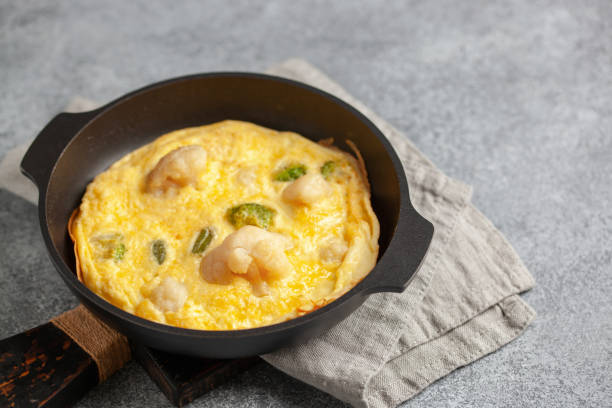 istock Broccoli cauliflower egg omelette in a plate on the table. Diet nutrition 1339950884