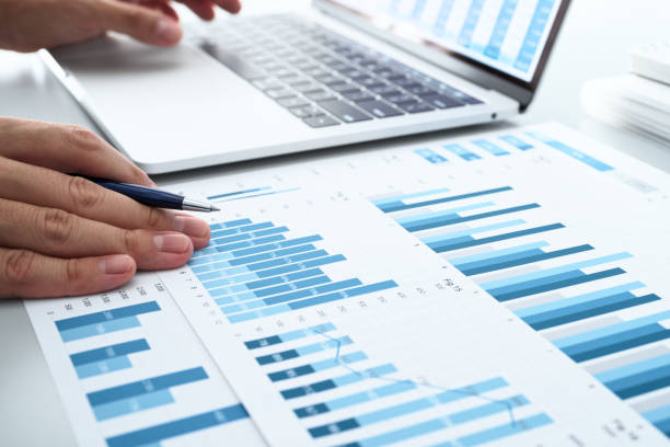 Analyzing business accounting. stock photo