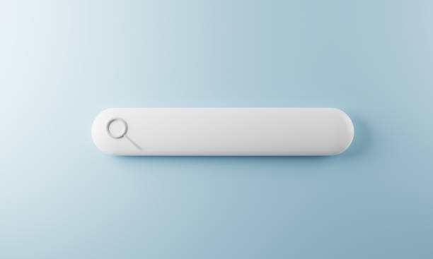 istock Blank search bar button with magnifying glass on blue background, creative web searching design element 1339953141