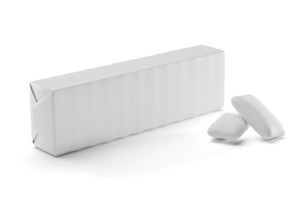 Blank pack of bubble gum isolated on white. Mock-up product presentation. 3D rendering illustration.