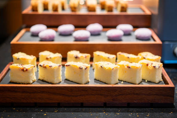 Dessert cakes in the hotel restaurant