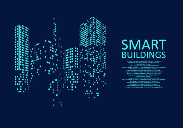 smart building konzeptdesign - abstract internet development center stock-grafiken, -clipart, -cartoons und -symbole