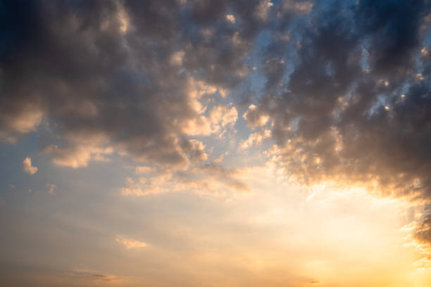 istock Panoramic view of sunset golden and blue sky nature background. 1339966977