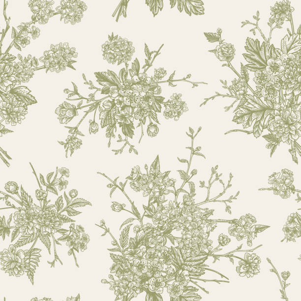 illustrazioni stock, clip art, cartoni animati e icone di tendenza di modello senza cuciture con mazzi di fiori. - rose pattern victorian style seamless