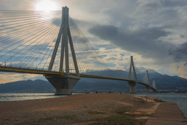 istock Image of Corinthian Gulf Bridge between Rio and Antirio, Greece 1339973328