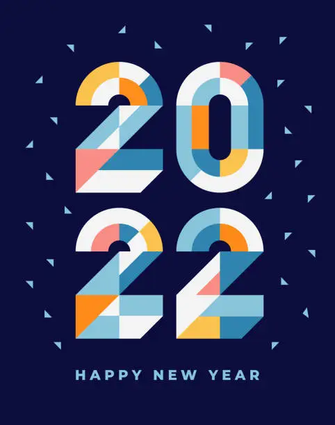 Vector illustration of Modern, geometric, new year card 2022