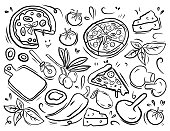 istock Pizza Concept Doodle, Hand Drawn Vector Illustration 1339989356