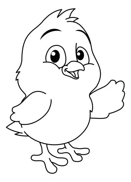 Vector illustration of Easter Chick Coloring Book Black and White Cartoon