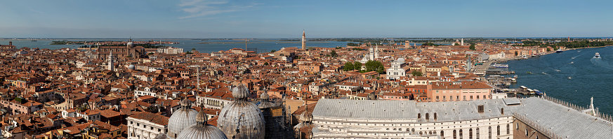 scenic view to roof of san marco  cathedral and skyline of Venice, Italy