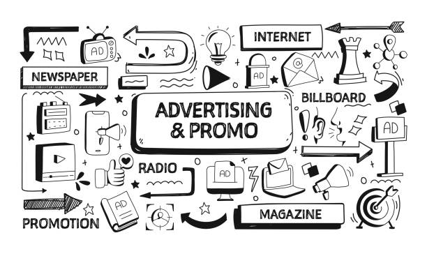 istock Advertisement and Marketing Related Doodle Illustration. Modern Design Vector Illustration for Web Banner, Website Header etc. 1339993640