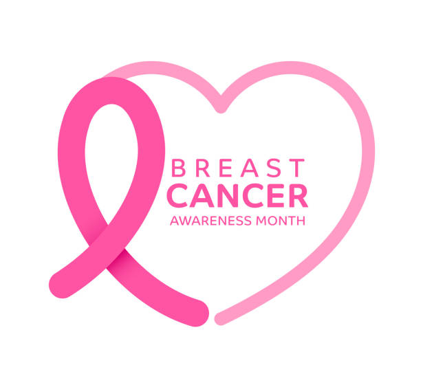 Pink ribbon symbol with heart. Breast Cancer Awareness Month. Icon design. For poster, banner and t-shirt. Vector Illustration. breast cancer awareness stock illustrations