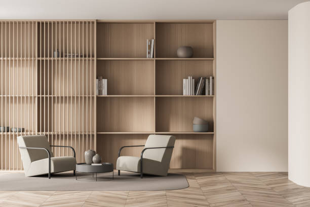 istock Living room interior with two comfortable armchairs, cozy coffee table 1339994289