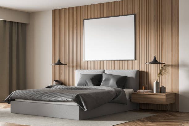 istock Banner on wood-panel wall with corner of light beige bedroom 1339995803