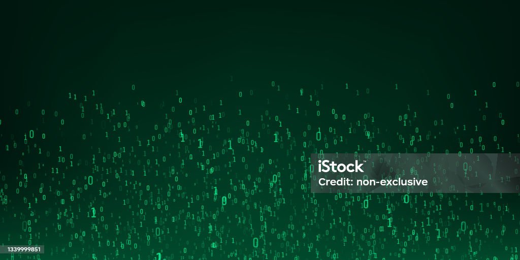 Binary Code Background Digital Data Stream In Green Colors Matrix ...