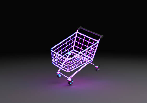 istock neon shopping cart 1340000624