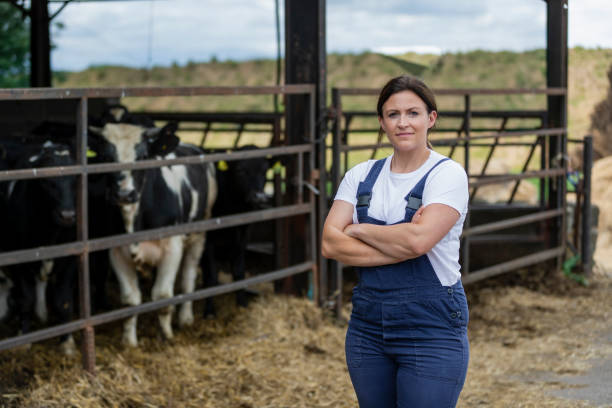 agricultor listo para el día - animal hembra fotografías e imágenes de stock