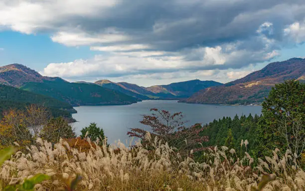 Scenery of Lake Ashinoko in Hakone, Japan