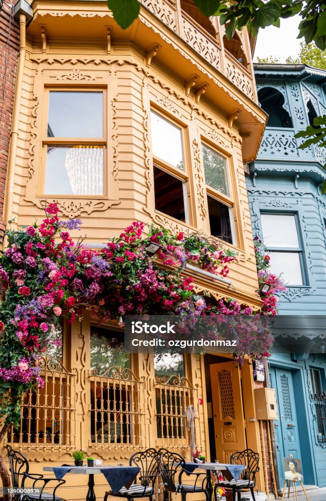 Traditional old wooden Houses in Kuzguncuk Istanbul Traditional old wooden Houses in Kuzguncuk Istanbul, Classic Ottoman wooden Architecture in Istanbul, Turkey Building Exterior Stock Photo