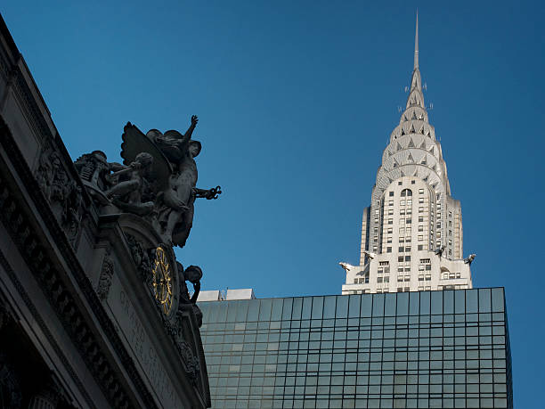 edifício chrysler cidade de nova york - chrysler building grand central station built structure midtown manhattan - fotografias e filmes do acervo