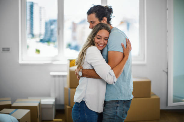 Couple moving into a new apartment.