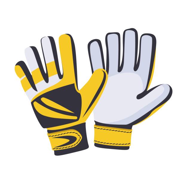 illustrazioni stock, clip art, cartoni animati e icone di tendenza di guanto da portiere di calcio o da calcio isolato su bianco. attrezzature sportive. vettore - sports glove protective glove equipment protection