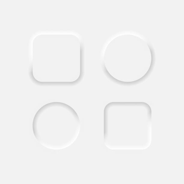 istock Neumorphic square and round buttons set. White geometric shapes in a trendy soft 3D style with shadow. Vector illustration EPS 10 1340016701