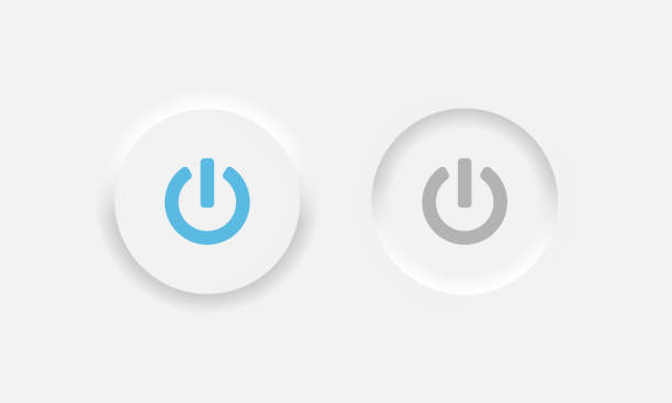 neumorphism on off round shape power button set. circle objects for website, mobile menu, navigation and application. vector eps 10 - government shutdown stock illustrations