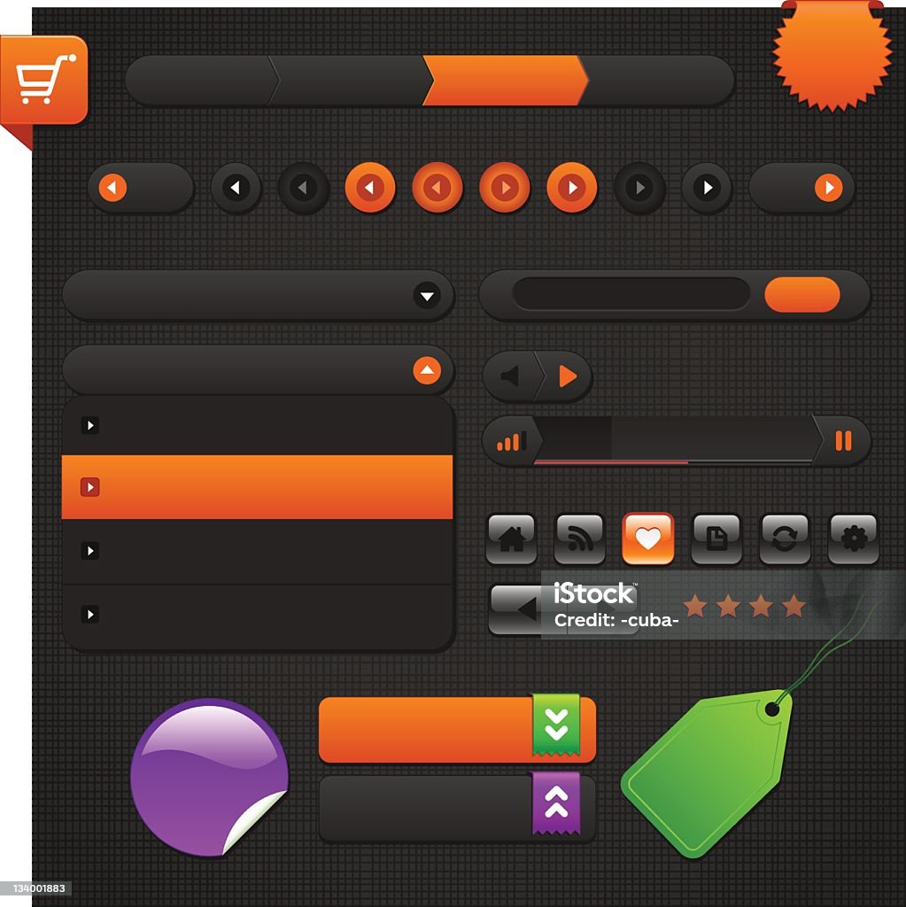 Raccolta di interfaccia utente - arte vettoriale royalty-free di Arancione