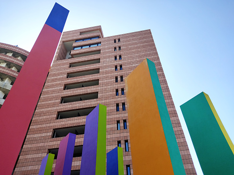 multicolor modern architecture in Pescara, Italy