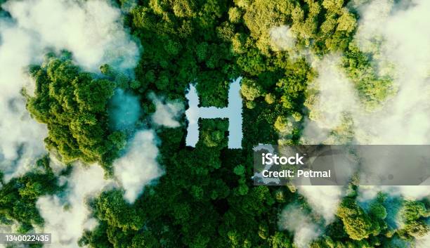 A Concept Metaphorically Depicting Hydrogen As An Ecological Energy Source In The Form Of A Pond In The Middle Of A Virgin Jungle 3d Rendering Stock Photo - Download Image Now