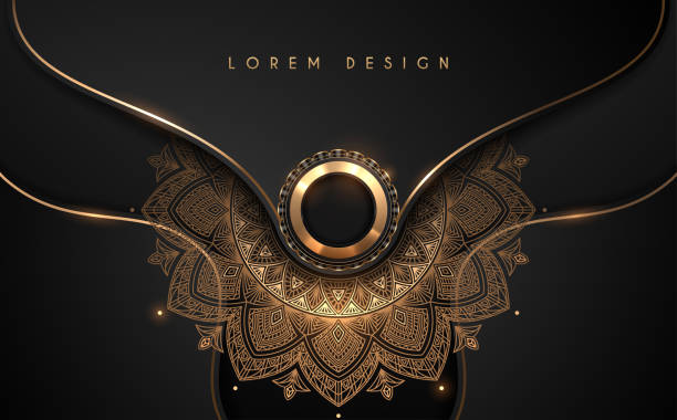 ilustrações, clipart, desenhos animados e ícones de fundo ornamentado do círculo preto e dourado abstrato - abstract design pattern mandala