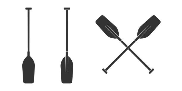 Oars set Oars graphic icons set. Oars for the alloy isolated signs on white background. Vector illustration oar stock illustrations