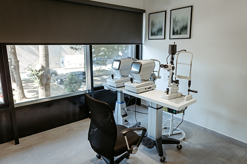 Photo of ophthalmological office with diagnostic equipment at the ophthalmic clinic