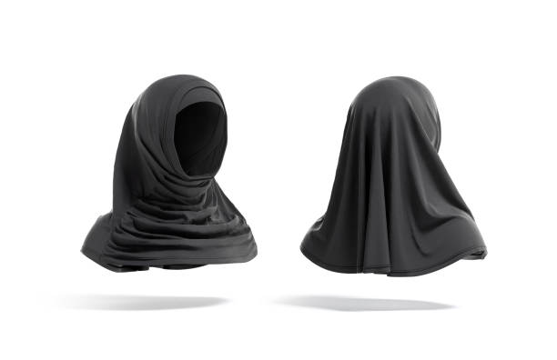 istock Blank black female al-amira mockup front and back, side view 1340027370