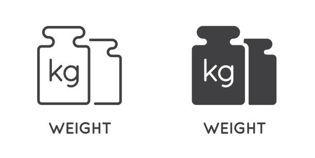 Set of Minimal Weight and Scales Related Vector Line Icons. Perfect Pixel. Outlined and Filled. Set of Minimal Weight and Scales Related Vector Line Icons. Perfect Pixel. Outlined and Filled. Weights stock illustrations