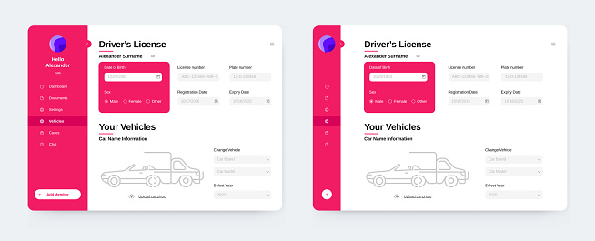Insurance User Interface Car Insurance App Design Application Interface Vector User Interface ...