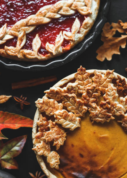 istock Traditional American pumpkin pie and apple pie. Thanksgiving day. 1340035920