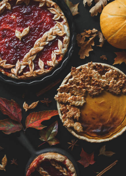 istock Traditional American pumpkin pie and apple pie. Thanksgiving day. 1340035922