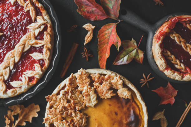 istock Traditional American pumpkin pie and apple pie. Thanksgiving day. 1340035923