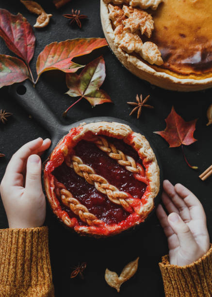 istock Traditional American pumpkin pie and apple pie. Thanksgiving day. 1340036475