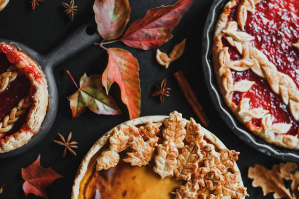 istock Traditional American pumpkin pie and apple pie. Thanksgiving day. 1340036477