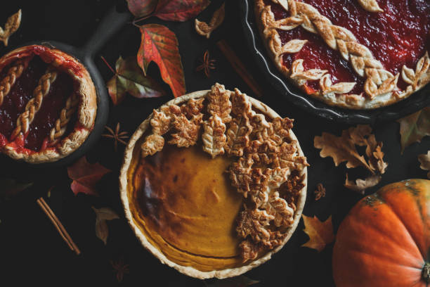 istock Traditional American pumpkin pie and apple pie. Thanksgiving day. 1340036505