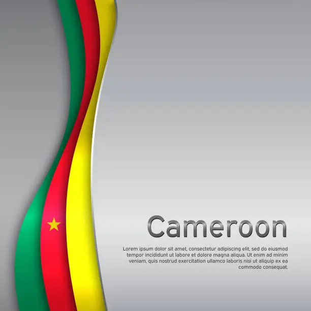 Vector illustration of Abstract waving cameroon flag. Paper cut style. Creative metal background for patriotic, festive card design. National Poster. State cameroon patriotic cover, booklet, flyer. Vector tricolor design