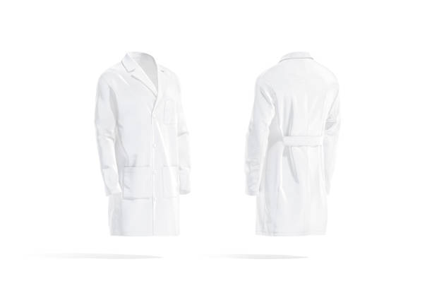 istock Blank white medical lab coat mockup, side and back view 1340038131