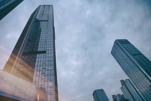 istock Cloudy afternoon, shooting high modern city buildings in Chengdu 1340038419