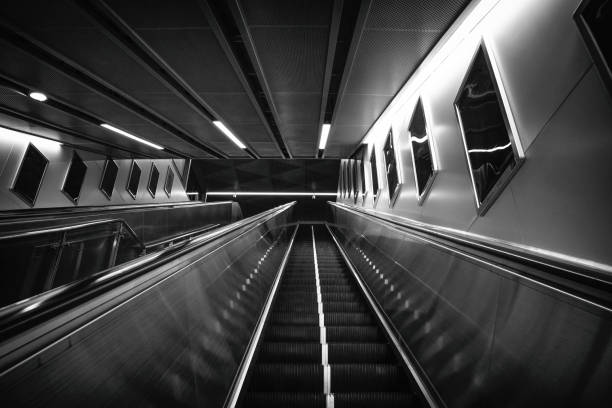 istock Black and White Photo : Shooting City Elevators in Chengdu 1340038426