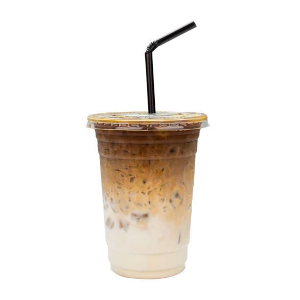 istock Iced Latte coffee or Separate the milk and coffee layers isolated white background 1340040347